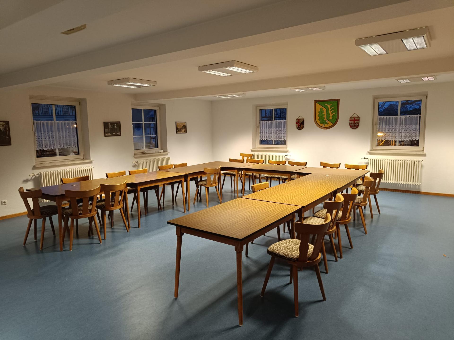 Der Versammlungsraum im Obergeschoss