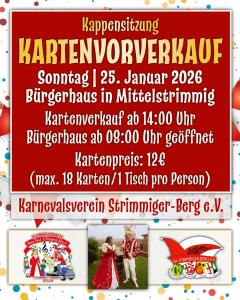 Kartenvorverkauf Kappensitzung KV Strimmiger Berg 2026